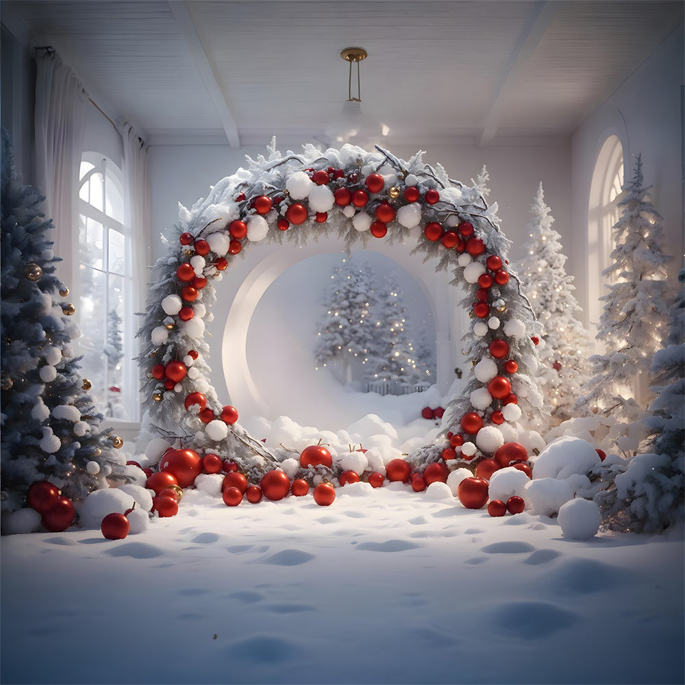 Toile de fond de Photographie avec Boules de Noël et Couronne RR7-742