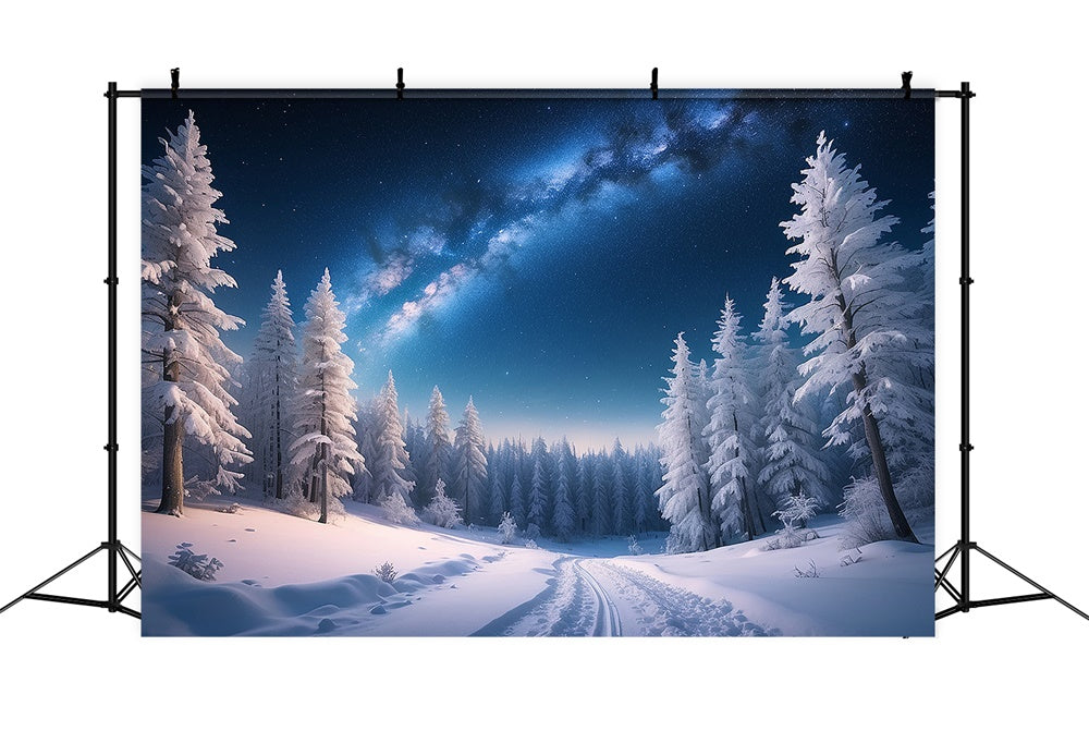 Toile de fond de Forêt Enneigée en Nuit Hivernale de Noël RR7-771