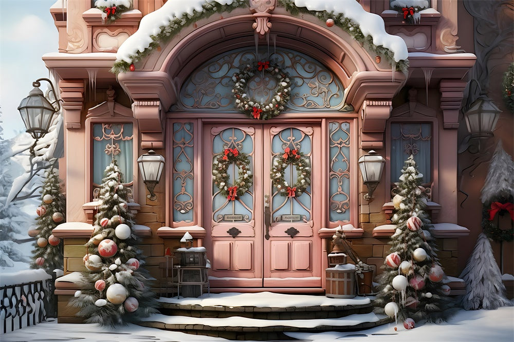 Toile de fond de Photographie de Maison Neigeuse de Noël RR7-788