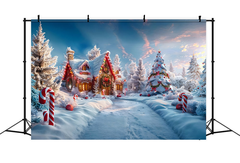 Toile de fond de Maison en Bonbons de Noël RR7-816