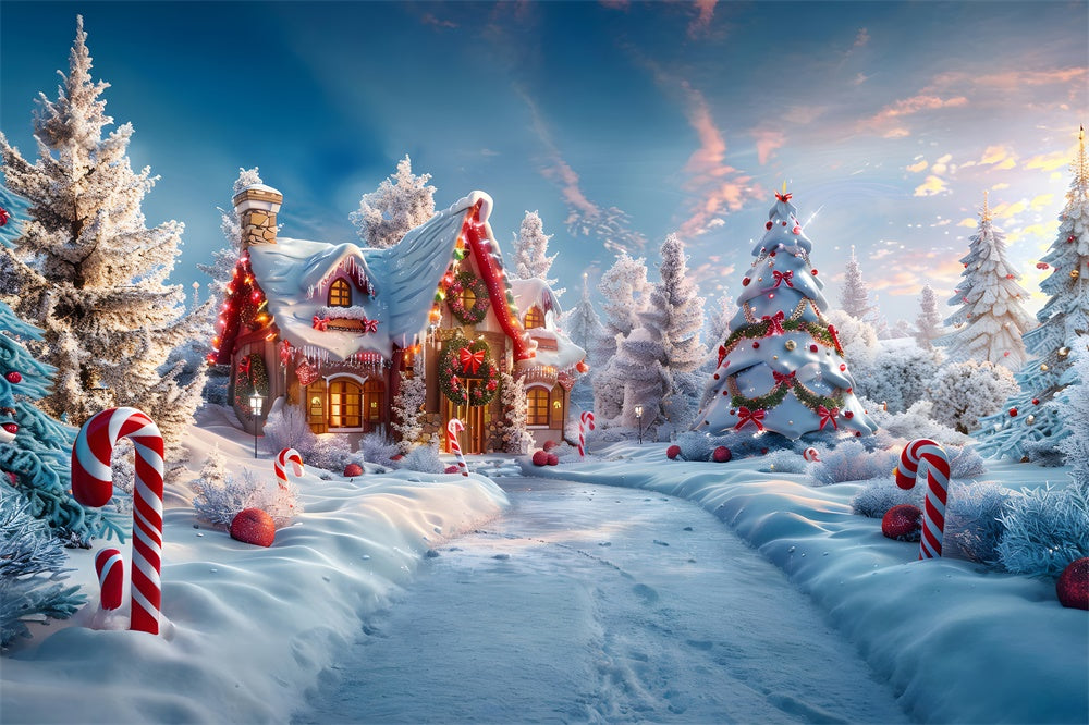 Toile de fond de Maison en Bonbons de Noël RR7-816