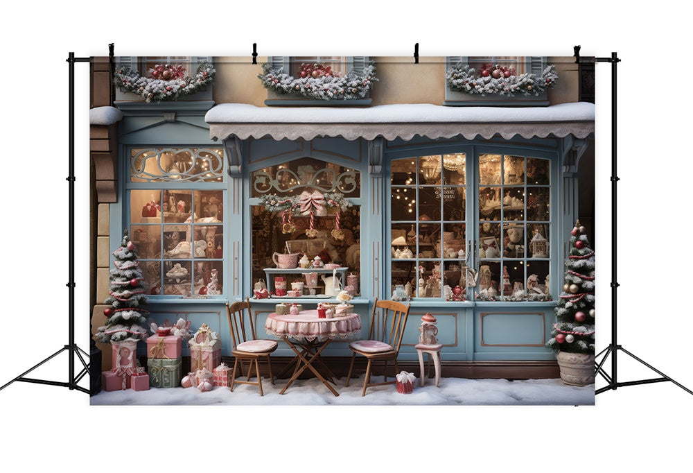 Toile de fond de Magasin de Cadeaux avec Neige de Noël RR7-839