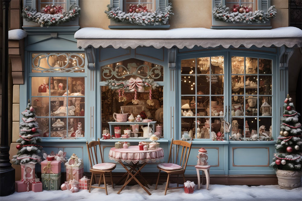 Toile de fond de Magasin de Cadeaux avec Neige de Noël RR7-839