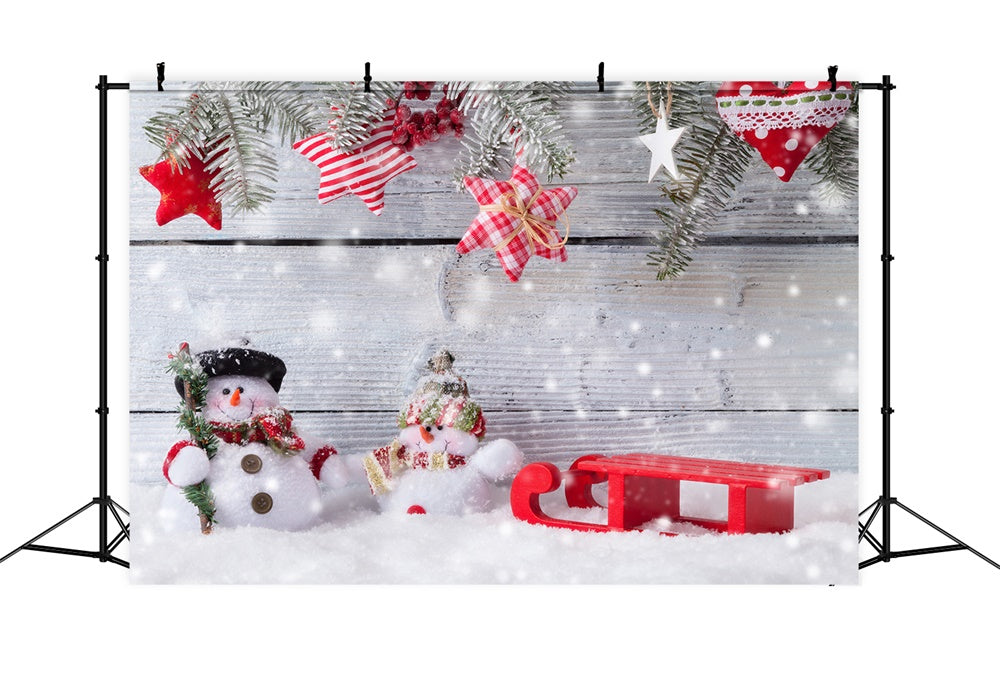 Toile de fond de Mur en Bois avec Décorations de Noël RR7-842