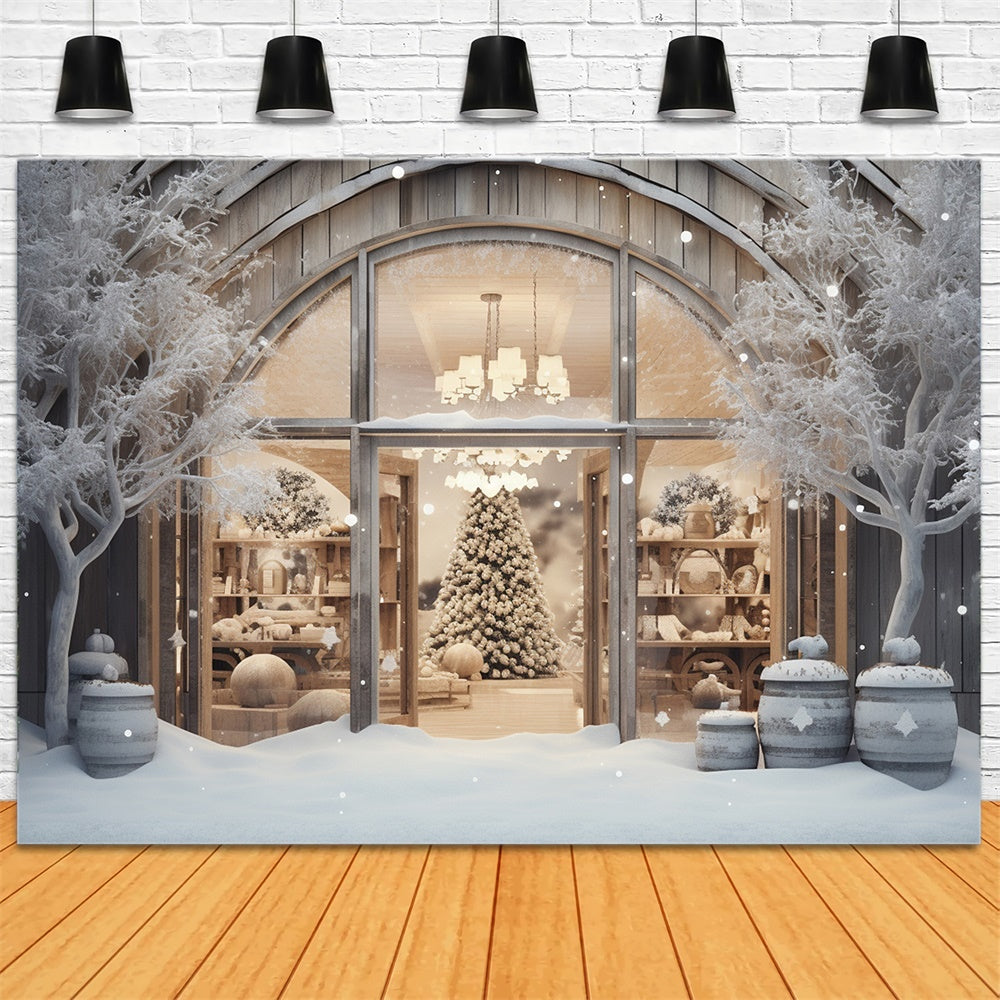 Toile de fond de Magasin avec Scène de Fenêtre de Noël RR7-851