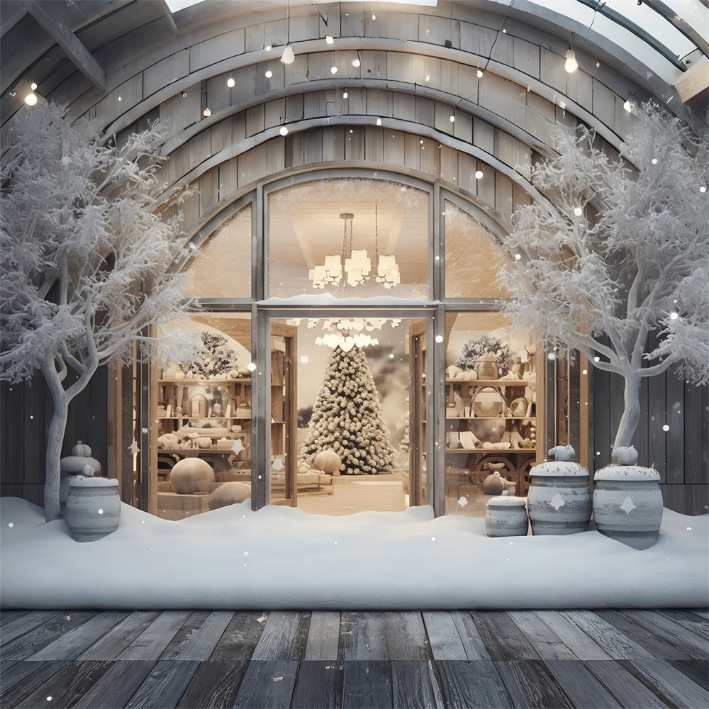Toile de fond de Magasin avec Scène de Fenêtre de Noël RR7-851