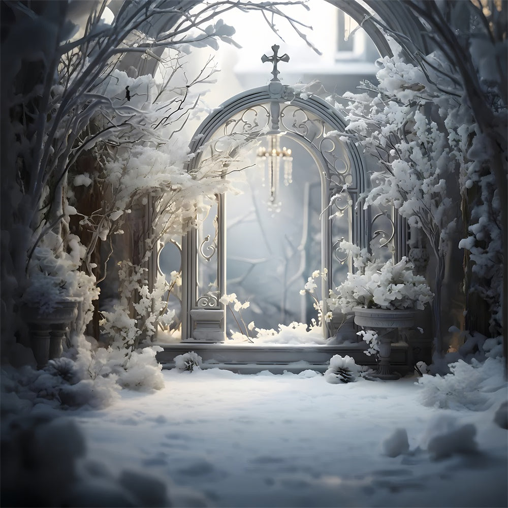 Toile de fond de Merveille de Neige avec Arbre de Noël RR7-852