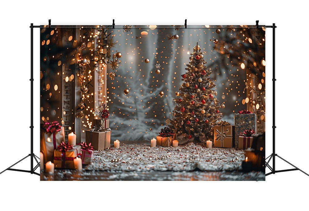 Toile de fond de Photographie de Bougies avec Arbre de Noël RR7-859