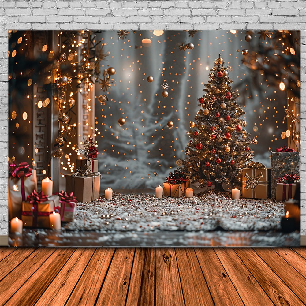 Toile de fond de Photographie de Bougies avec Arbre de Noël RR7-859