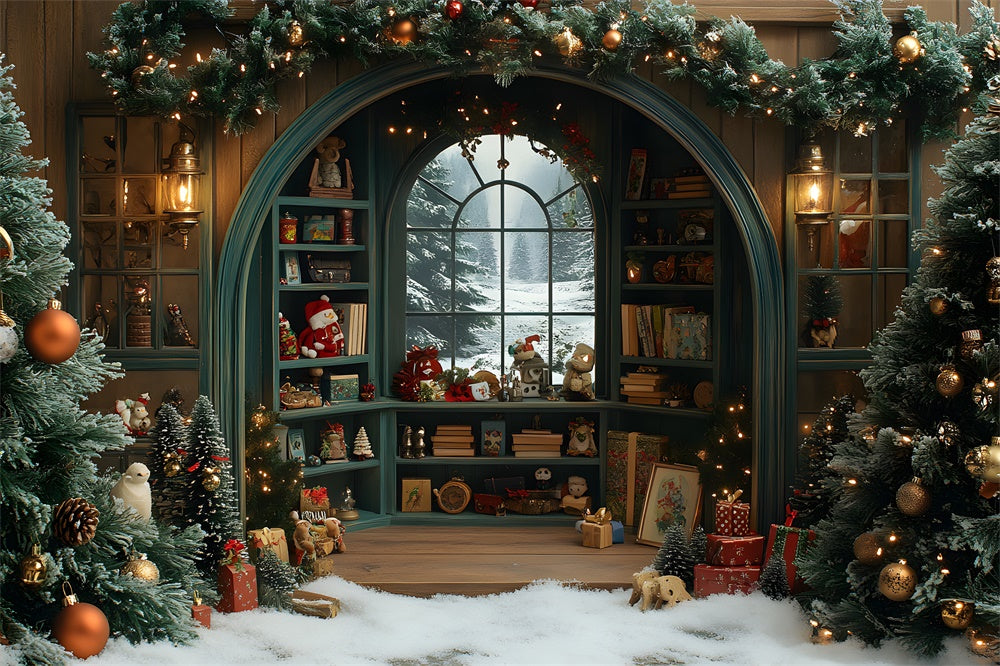Toile de fond Chambre de Jouets Vue Neige de Noël RR8-108