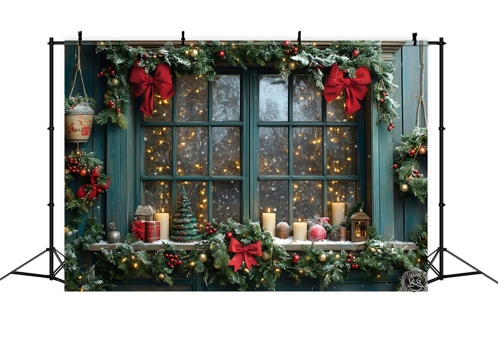Toile de fond Fenêtre Illuminée Guirlande de Noël RR8-110