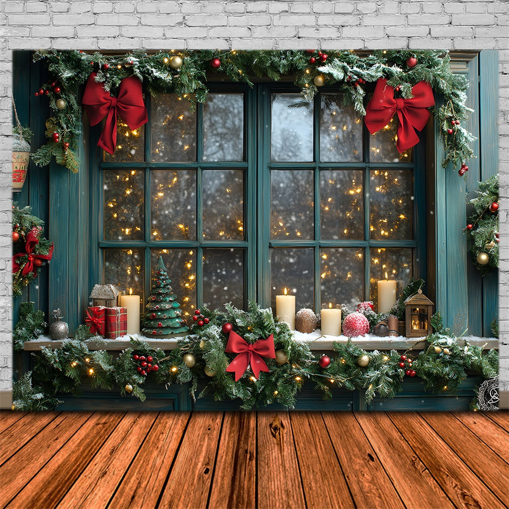 Toile de fond Fenêtre Illuminée Guirlande de Noël RR8-110