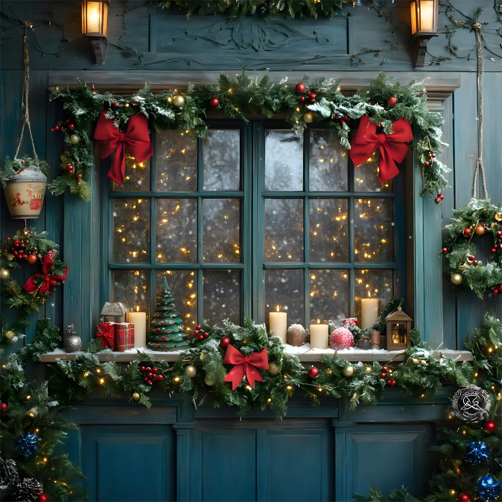 Toile de fond Fenêtre Illuminée Guirlande de Noël RR8-110