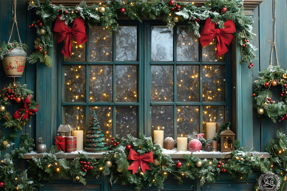 Toile de fond Fenêtre Illuminée Guirlande de Noël RR8-110