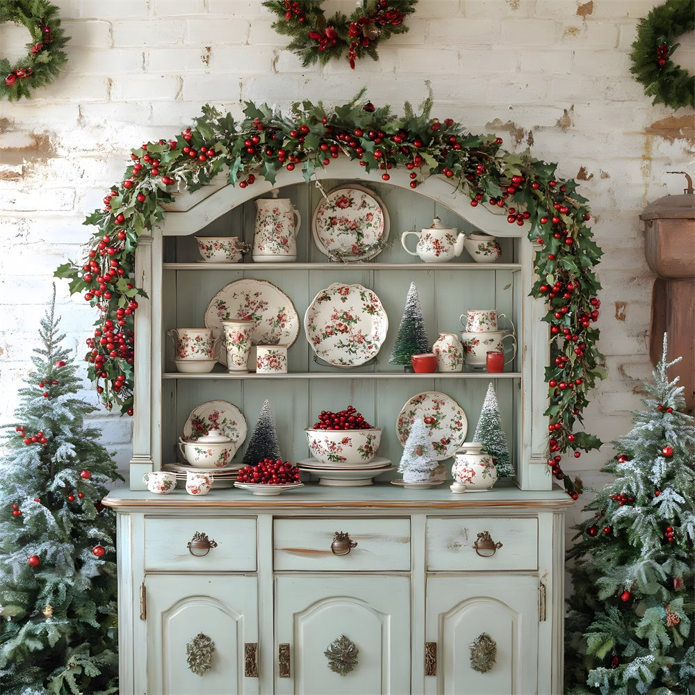 Toile de fond Placard Cuisine Guirlandes de Noël RR8-117
