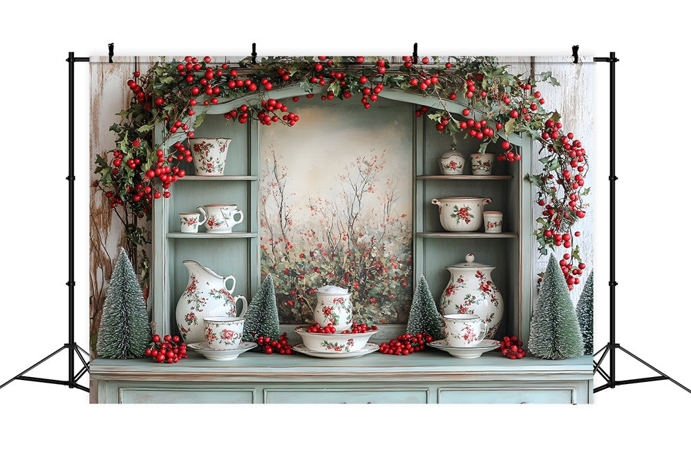 Toile de fond Cuisine Placard Décoré de Noël RR8-118