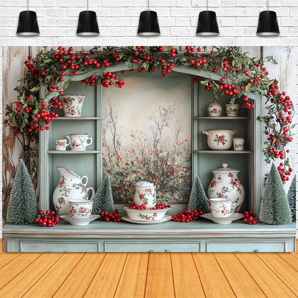 Toile de fond Cuisine Placard Décoré de Noël RR8-118
