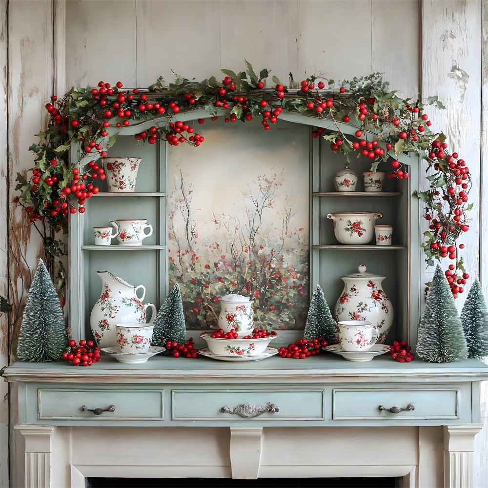 Toile de fond Cuisine Placard Décoré de Noël RR8-118