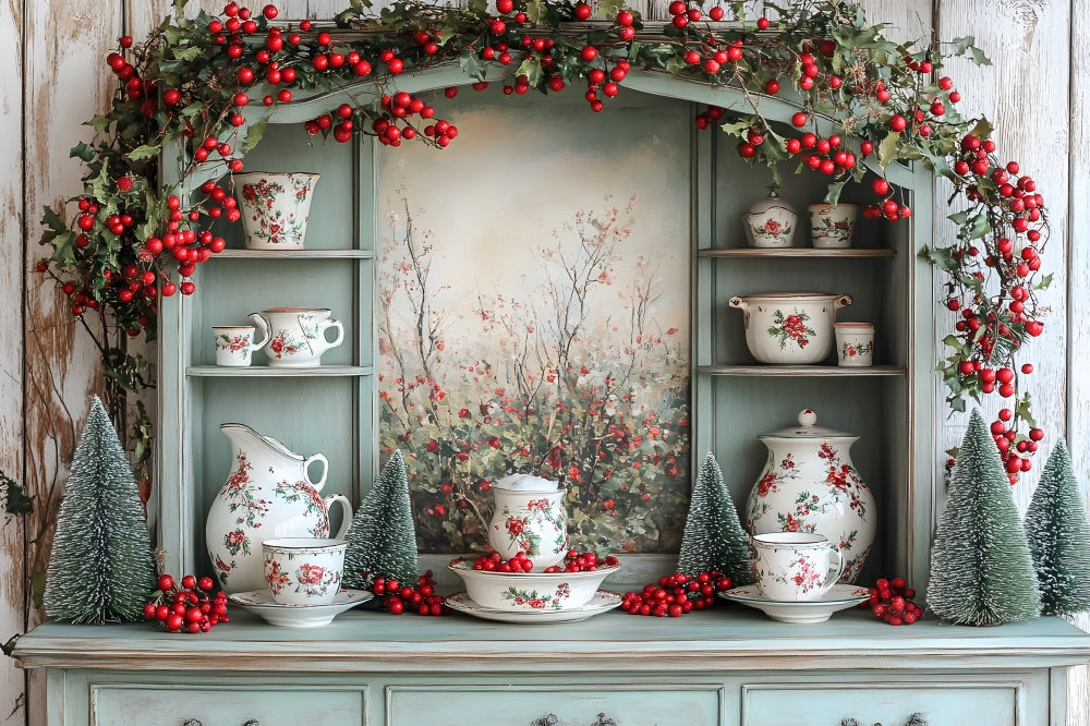 Toile de fond Cuisine Placard Décoré de Noël RR8-118