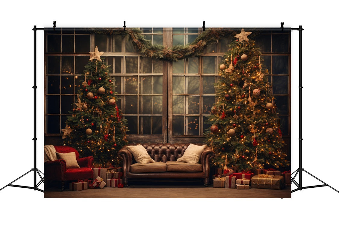 Toile de Fond de Salon Confortable avec Arbres de Noël RR8-133