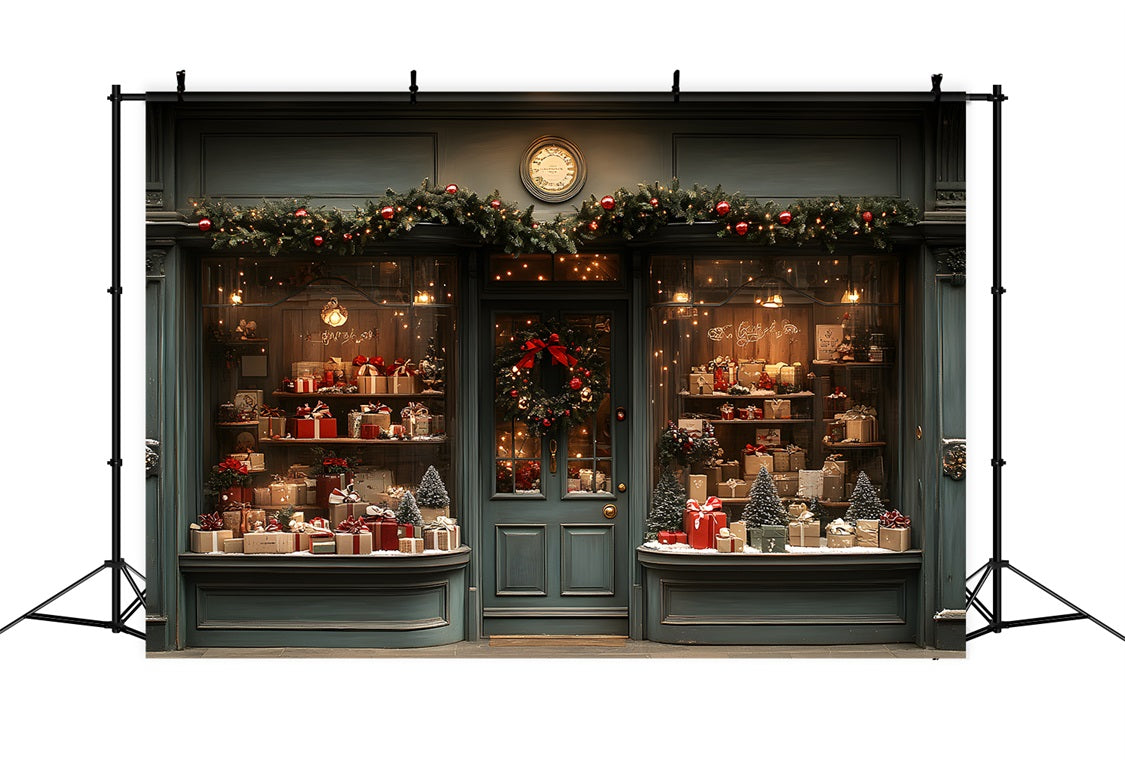 Toile de Fond Élégante de Vitrine avec Couronne de Noël RR8-139