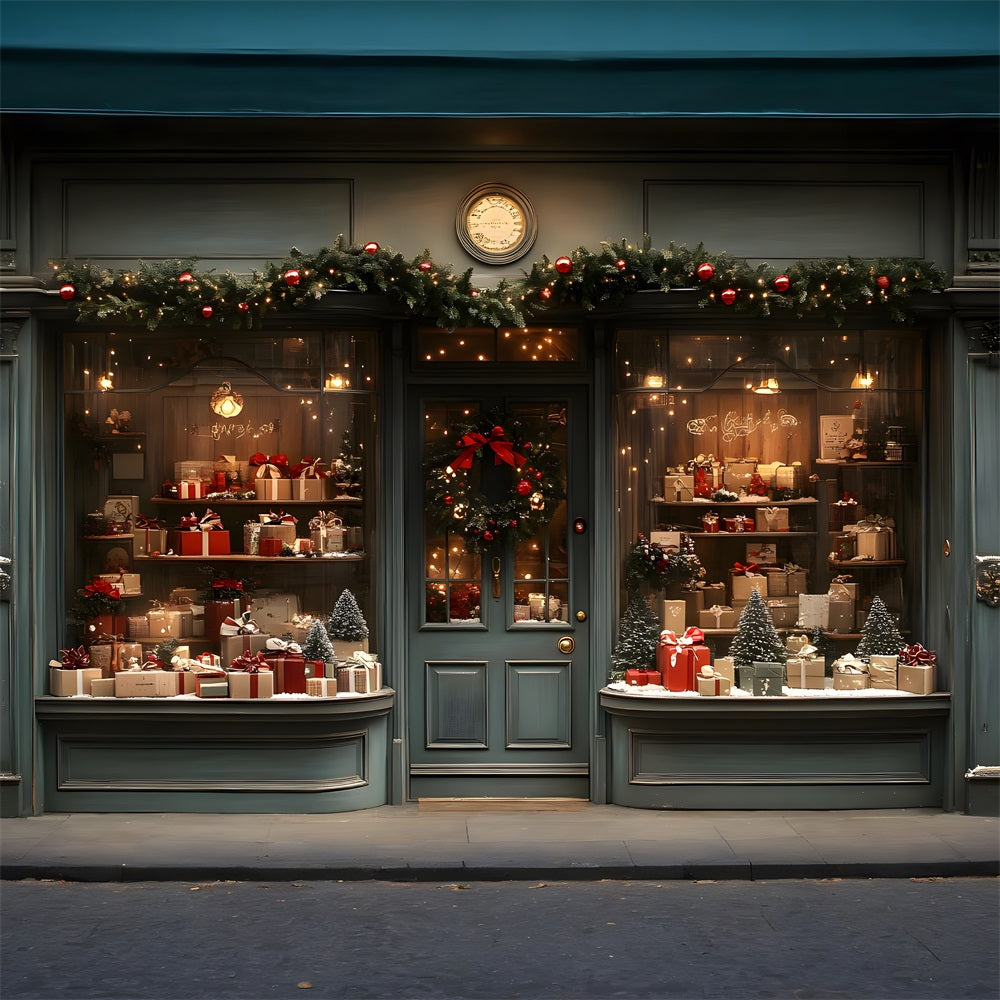 Toile de Fond Élégante de Vitrine avec Couronne de Noël RR8-139
