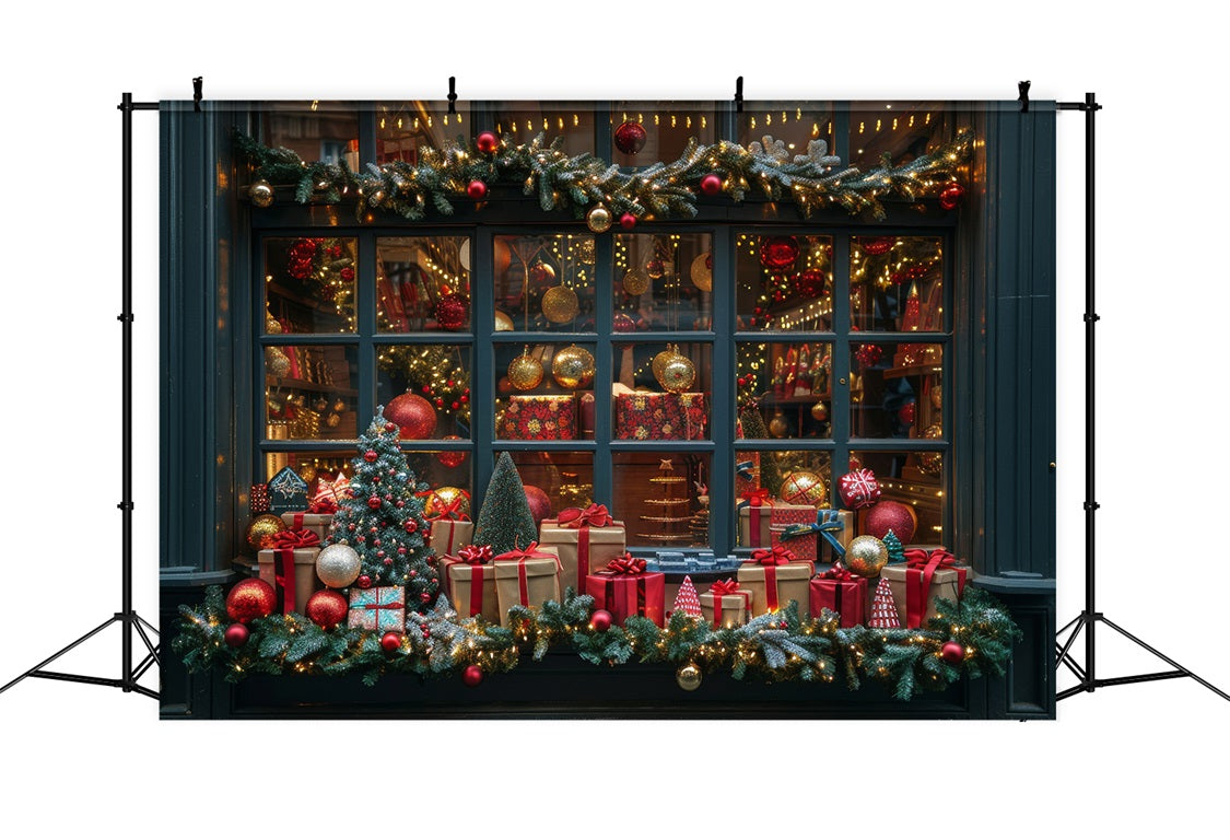 Toile de Fond de Vitrine de Magasin Festif Cadeaux de Noël RR8-147