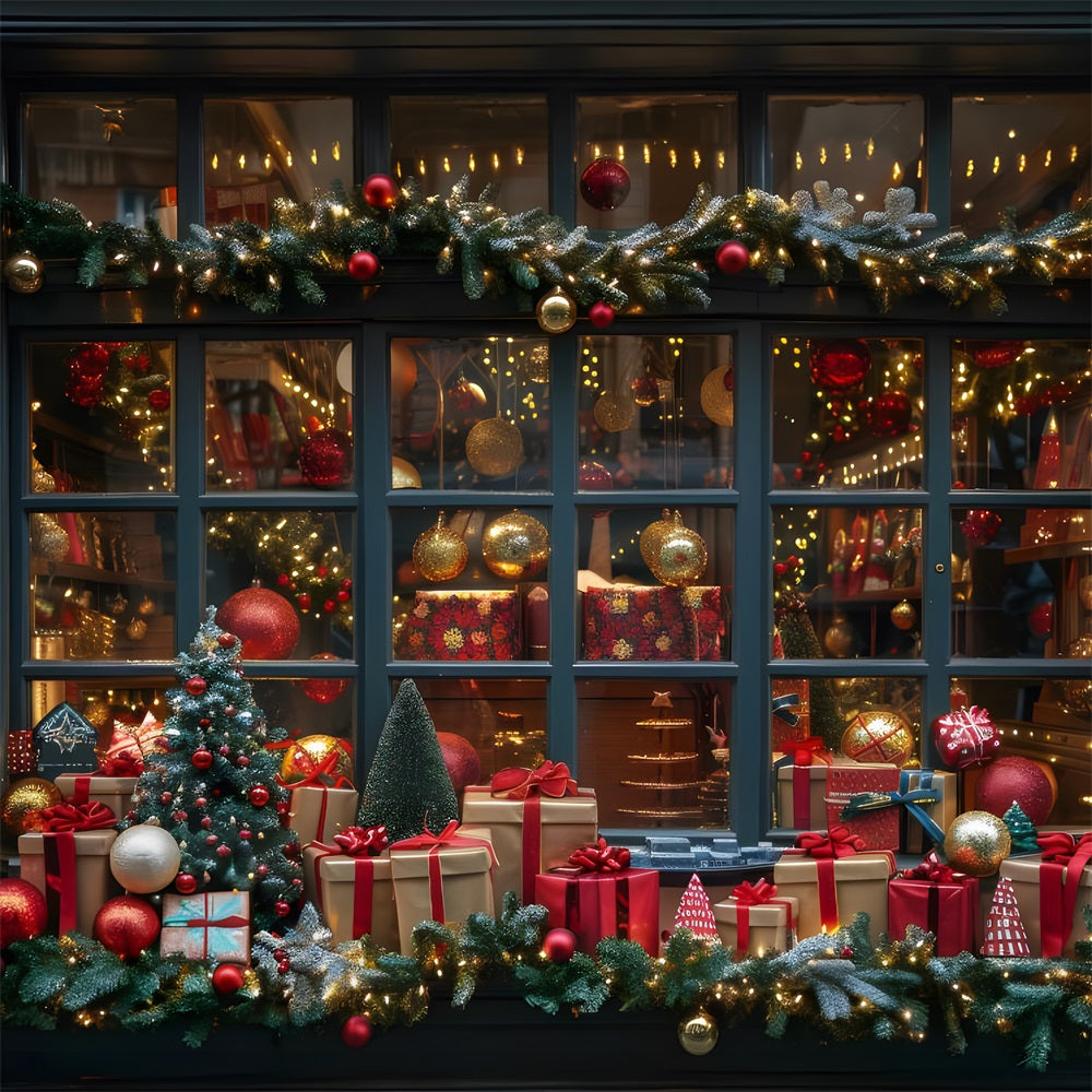 Toile de Fond de Vitrine de Magasin Festif Cadeaux de Noël RR8-147