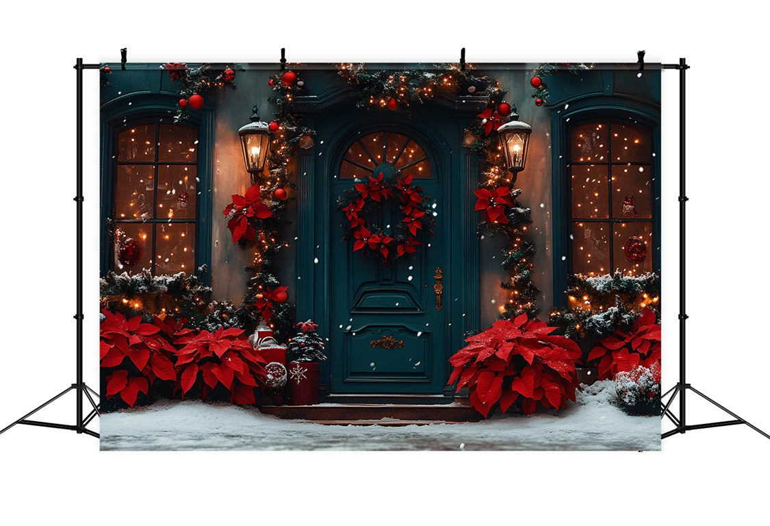 Toile de Fond d'Entrée Festive Rouge et Verte de Noël RR8-187