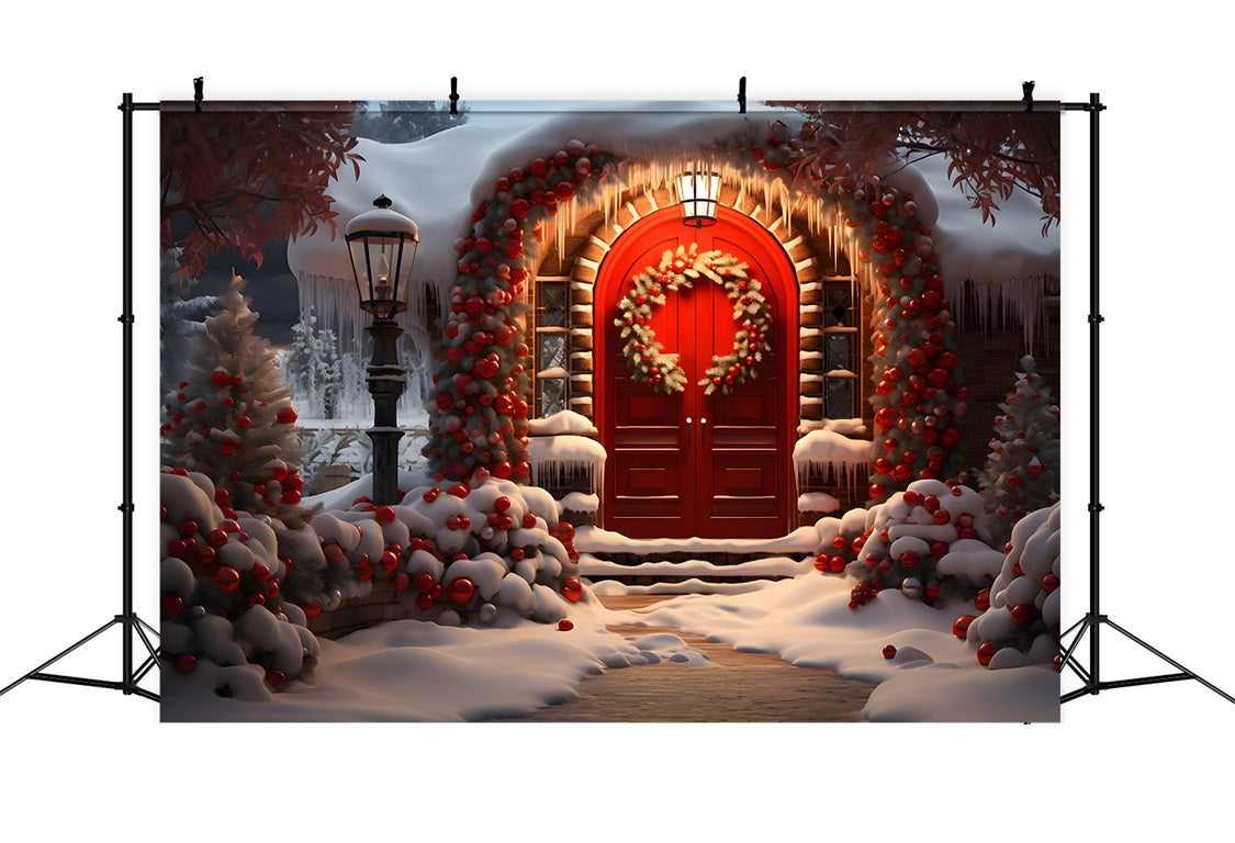Toile de Fond de Porte Rouge Confortable de Noël RR8-189