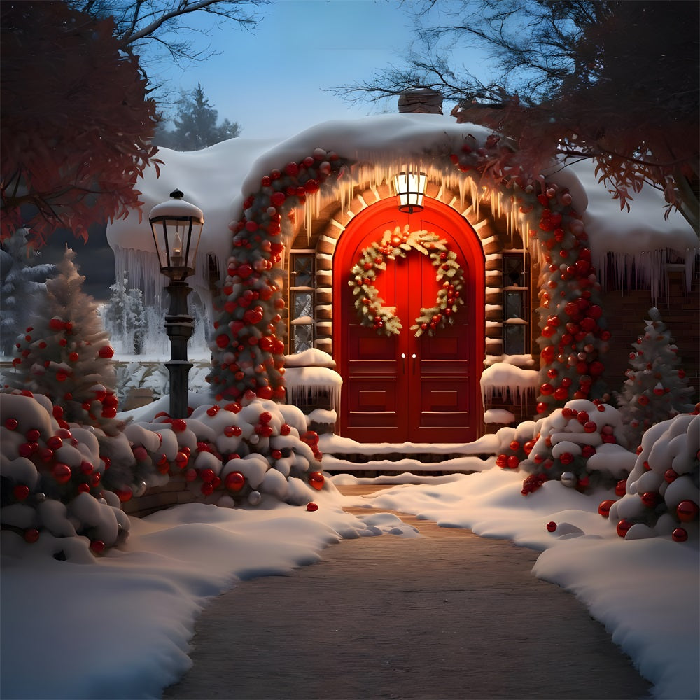 Toile de Fond de Porte Rouge Confortable de Noël RR8-189