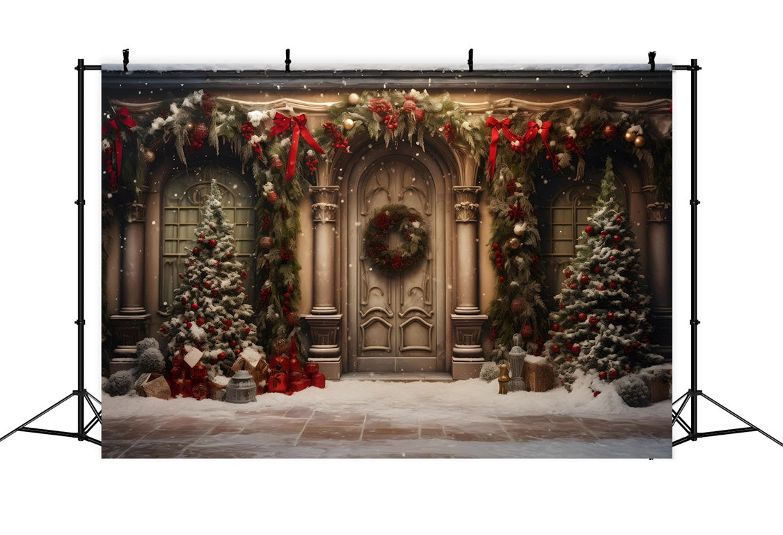 Toile de Fond de Ruban Rouge Festif de Noël RR8-194