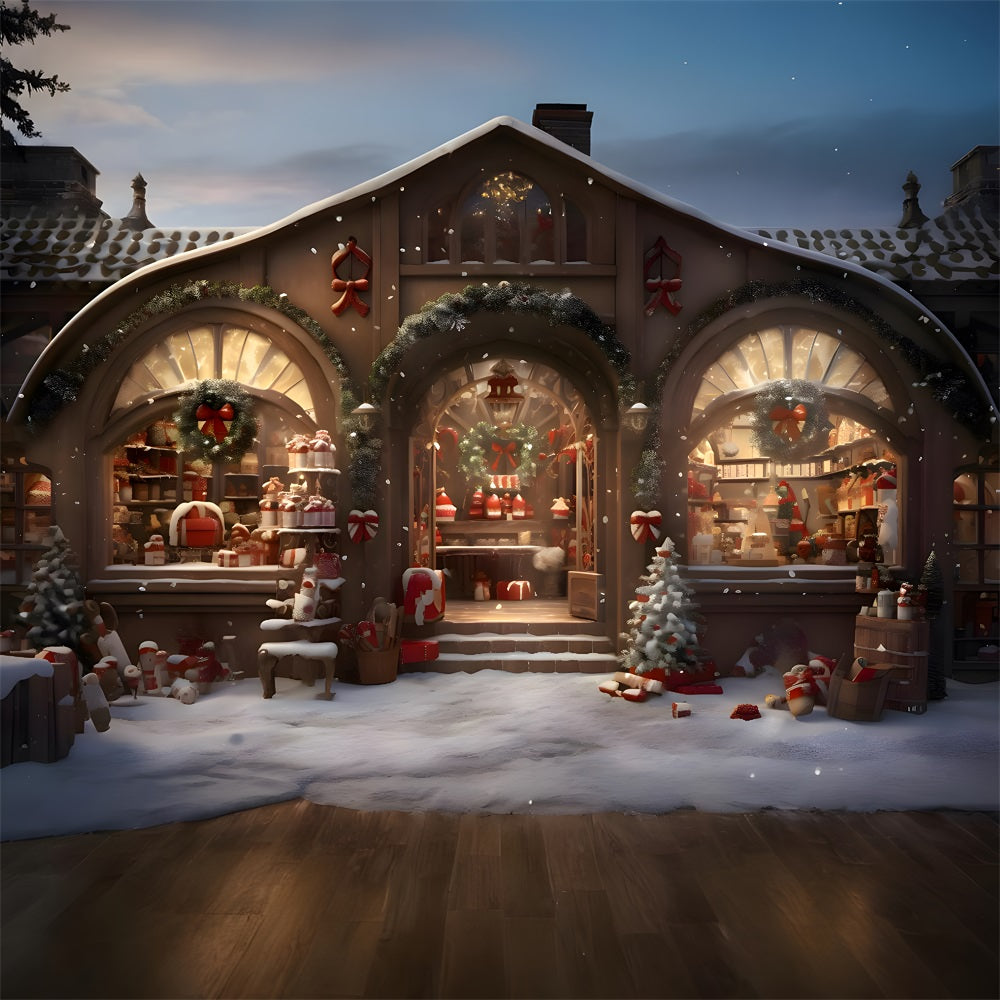 Toile de Fond de Vitrine Festive de Magasin de Bonbons de Noël RR8-196