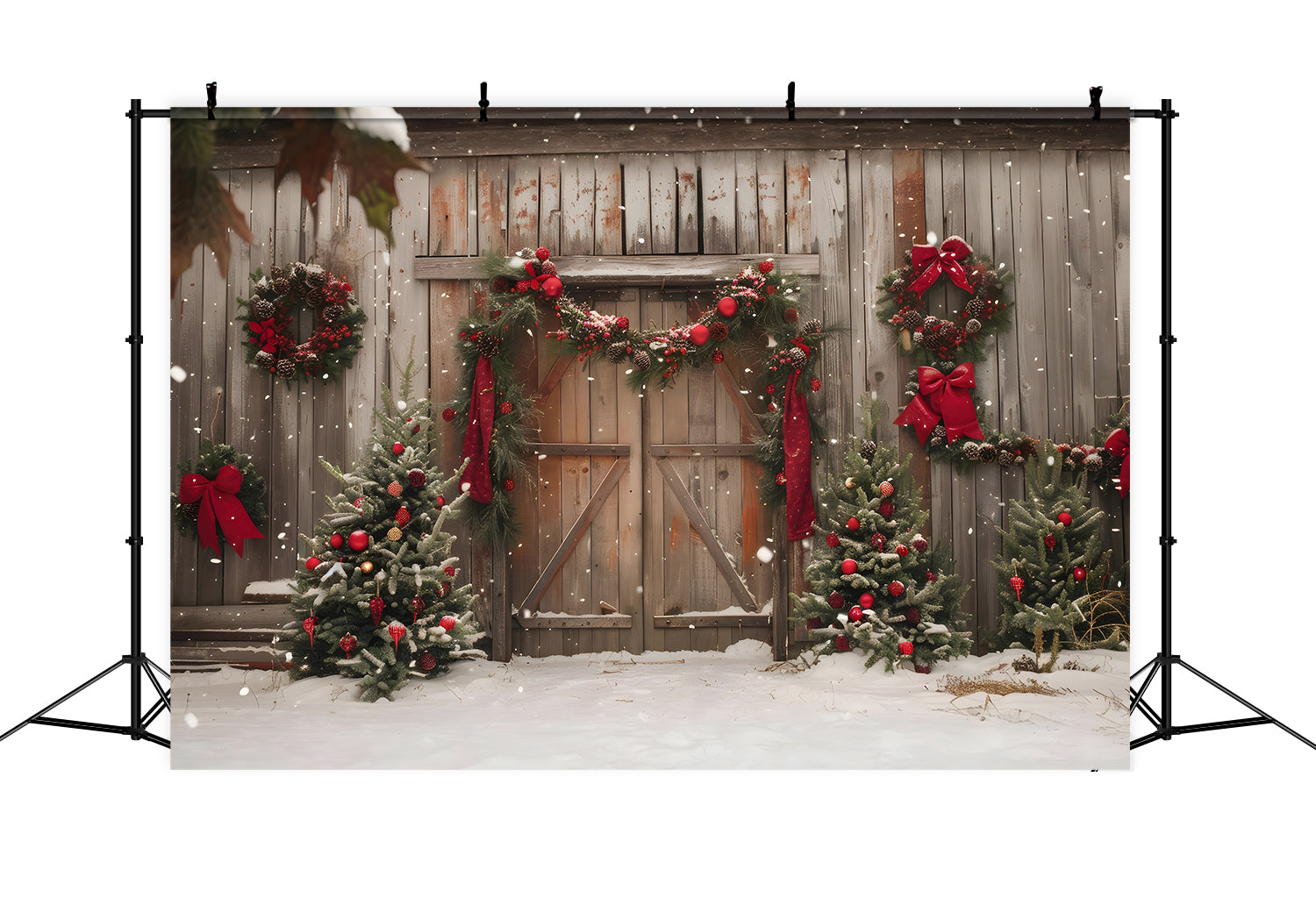 Toile de Fond de Porche Blanc Confortable de Noël RR8-201