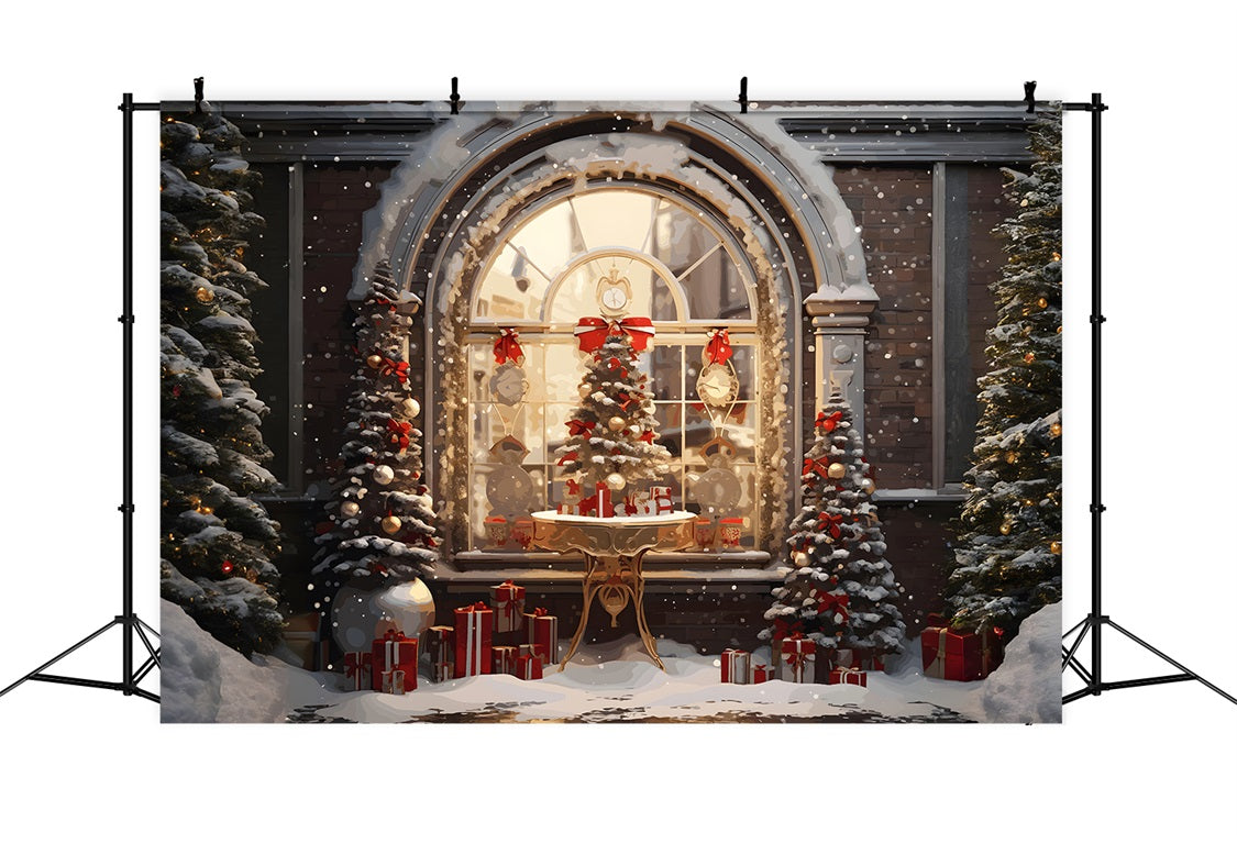 Toile de Fond Élégante de Porte Blanche de Noël RR8-202