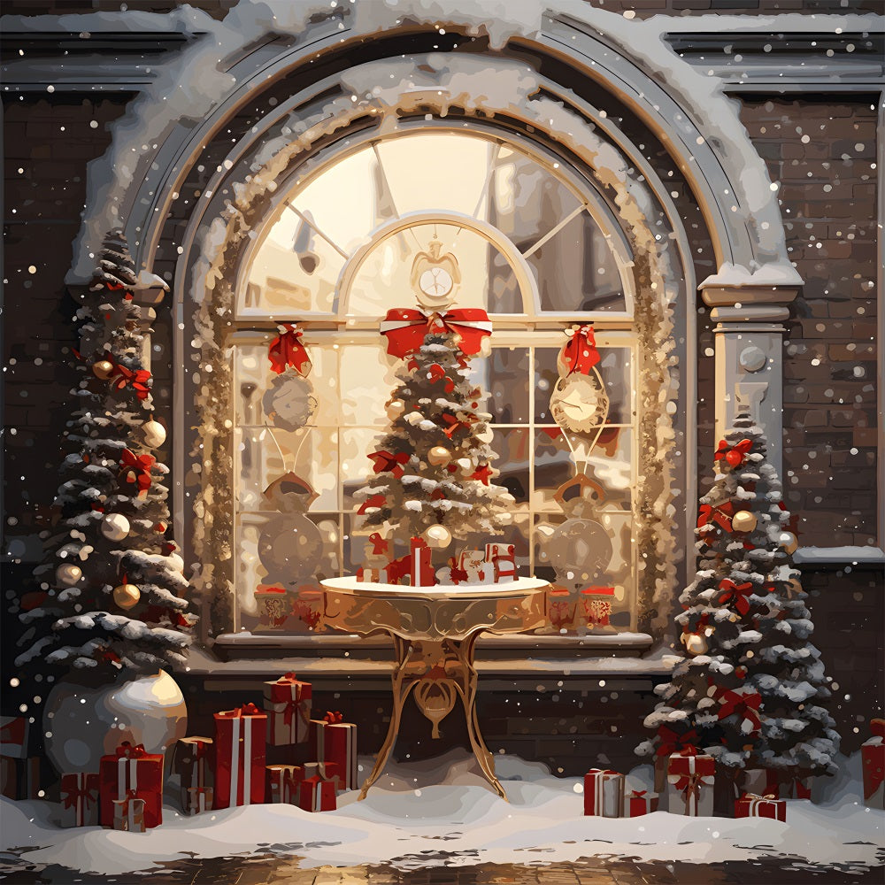 Toile de Fond Élégante de Porte Blanche de Noël RR8-202