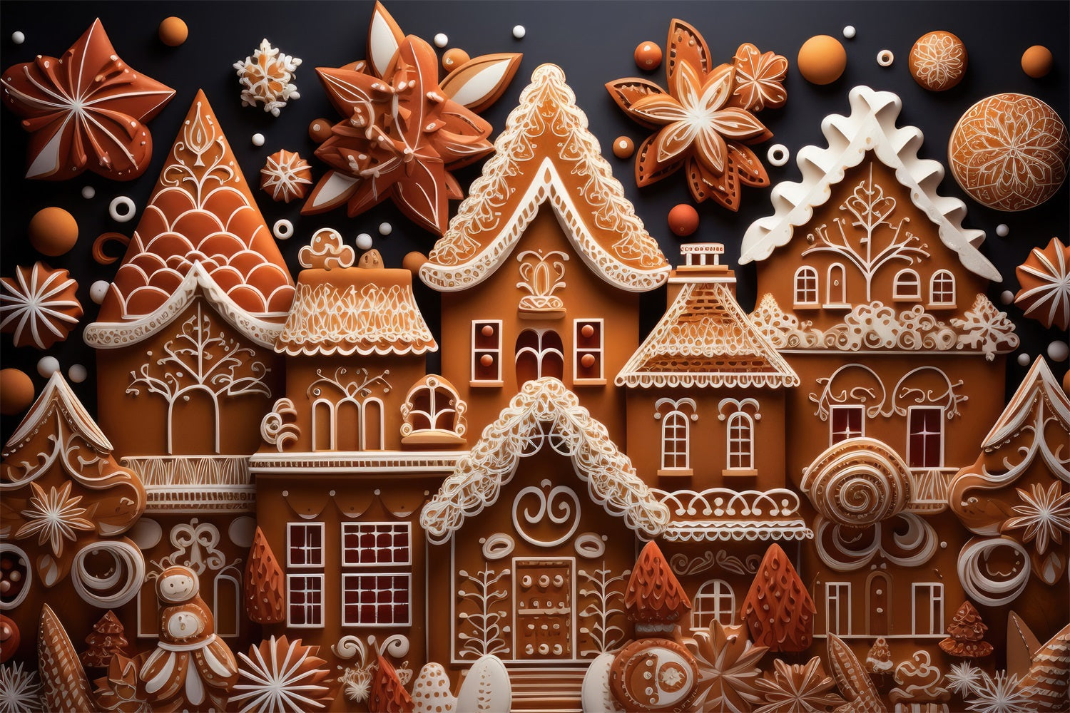 Toile de Fond de Chalet en Pain d'Épices avec Bonbons de Noël RR8-208