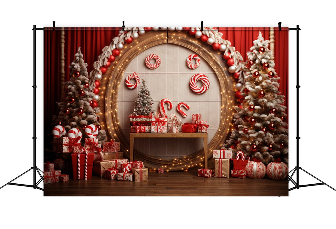Toile de Fond de Pays des Merveilles avec Sucre d'Orge Festif de Noël RR8-228