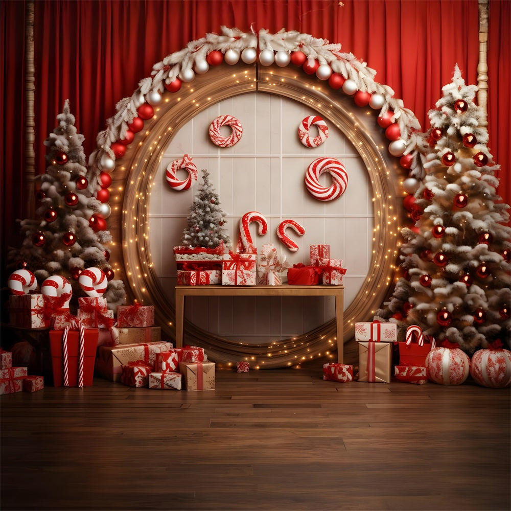 Toile de Fond de Pays des Merveilles avec Sucre d'Orge Festif de Noël RR8-228