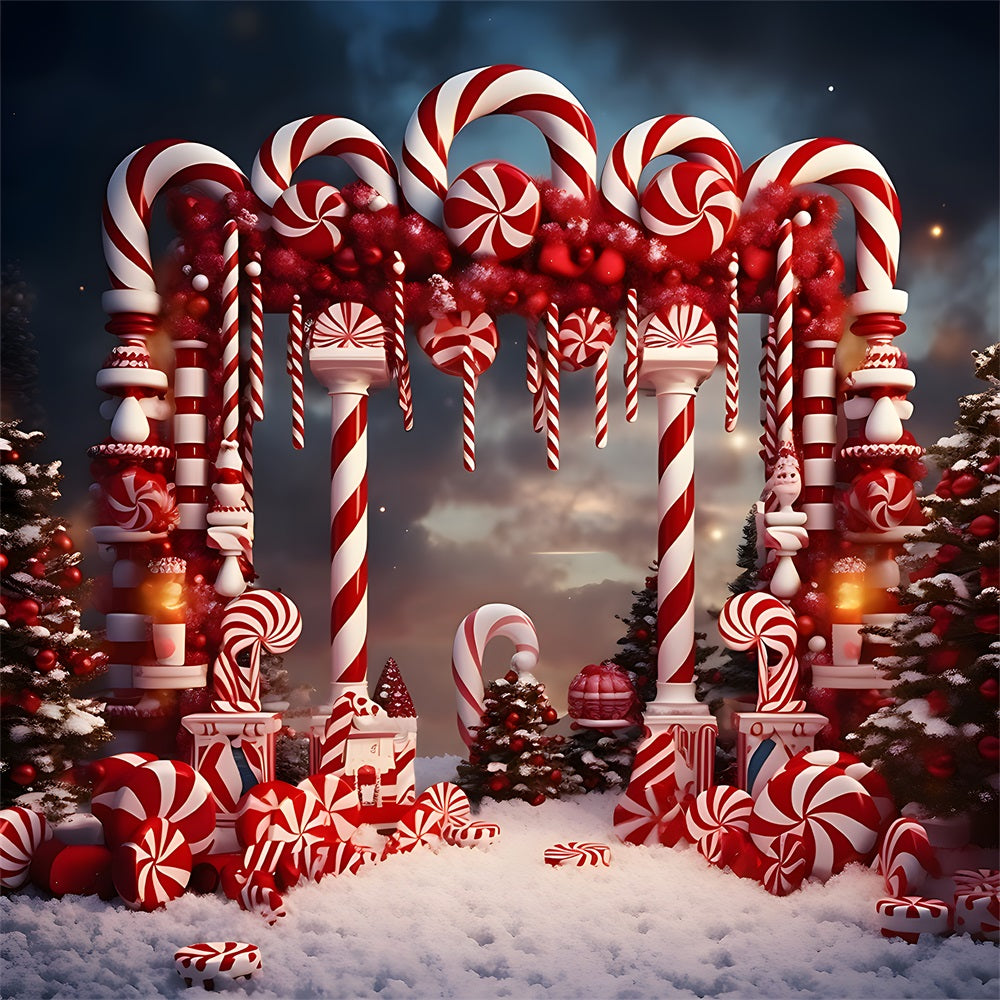 Toile de Fond Magique de Porte en Sucre d'Orge de Noël RR8-229