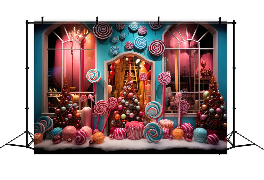 Toile de Fond Magique de Vitrine de Magasin de Bonbons de Noël RR8-232