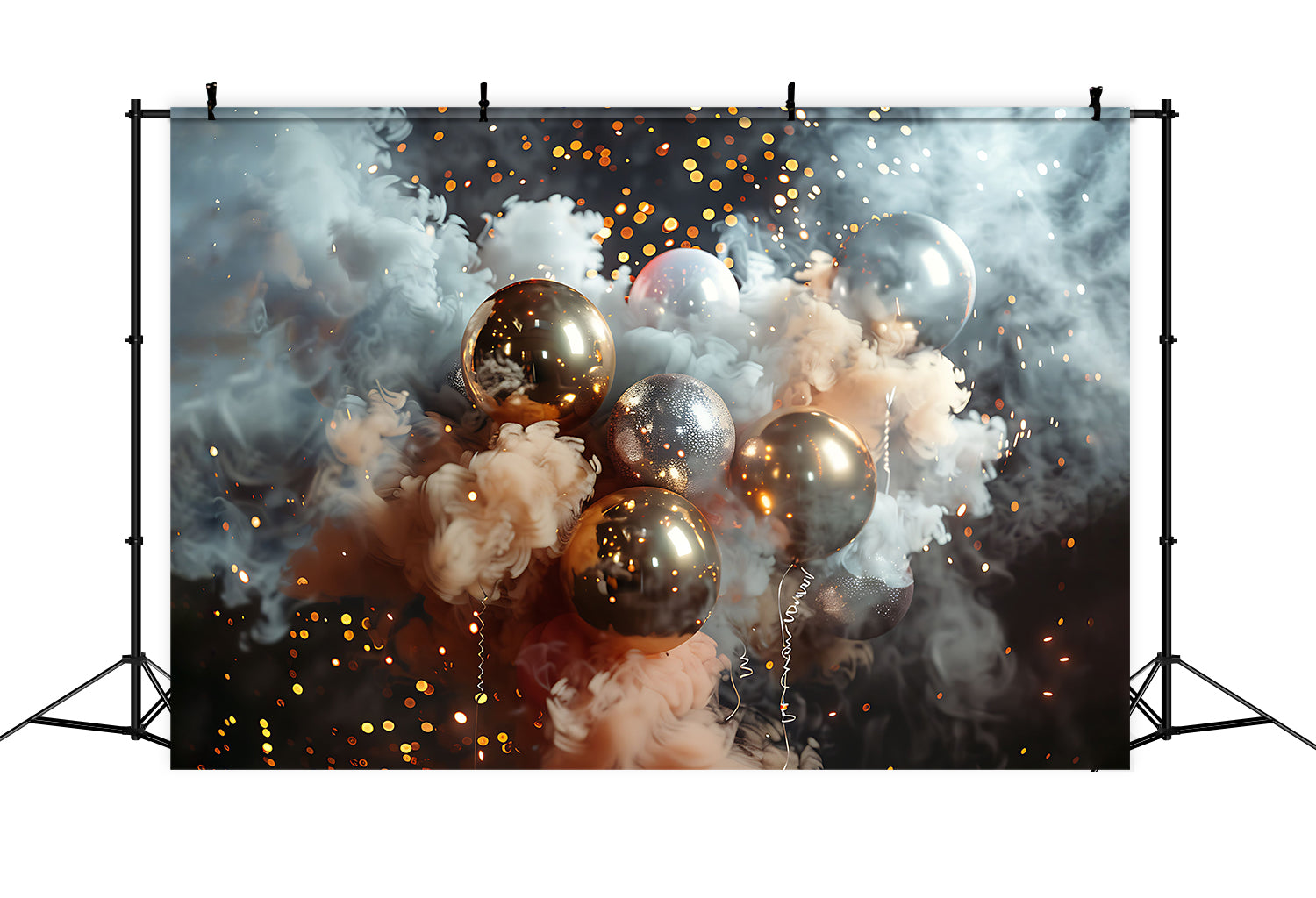 Toile de Fond Festive d'Ornements avec Lumières Scintillantes de Noël RR8-238