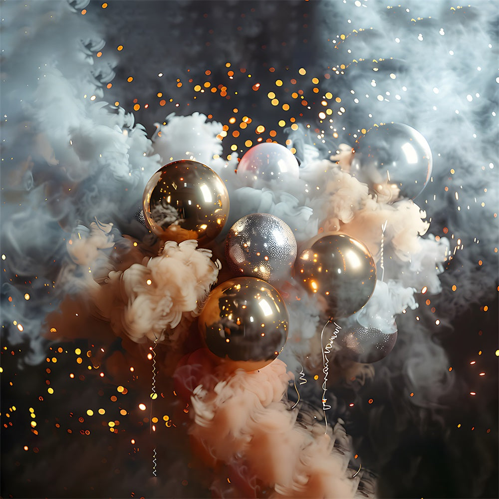 Toile de Fond Festive d'Ornements avec Lumières Scintillantes de Noël RR8-238