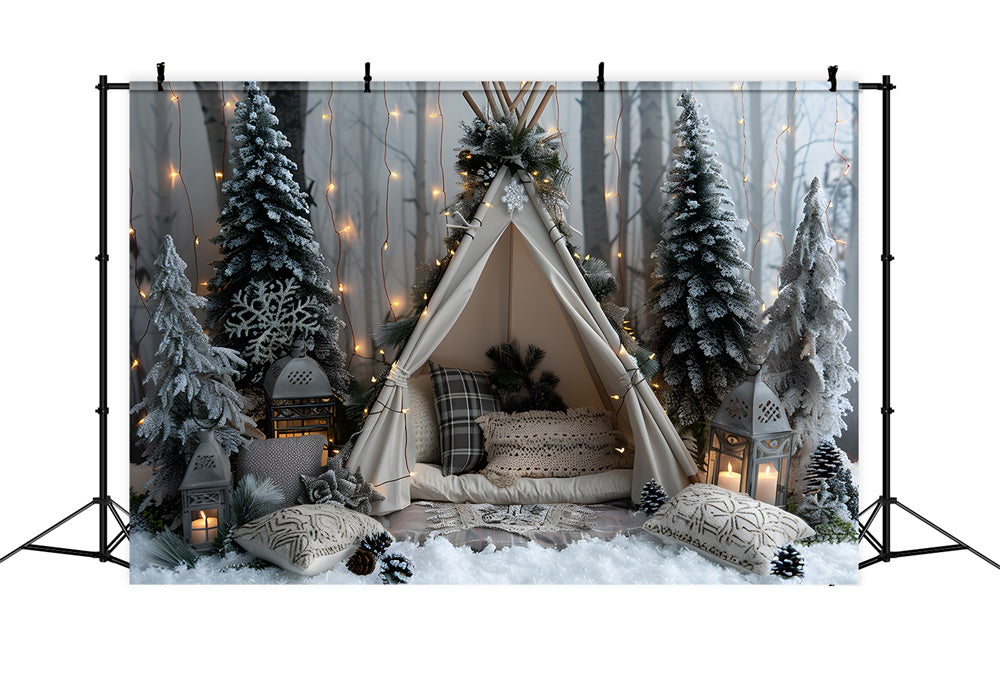 Toile de fond Sapins de Noël Tente Lumières RR8-26