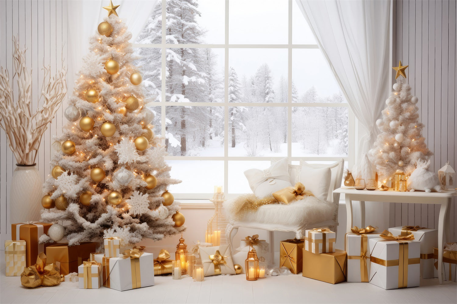 Toile de Fond de Pays des Merveilles en Sucre d'Orge de Noël RR8-268