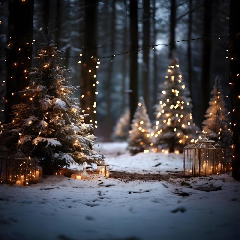 Toile de Fond Élégante avec Arbre Blanc et Doré de Noël RR8-269
