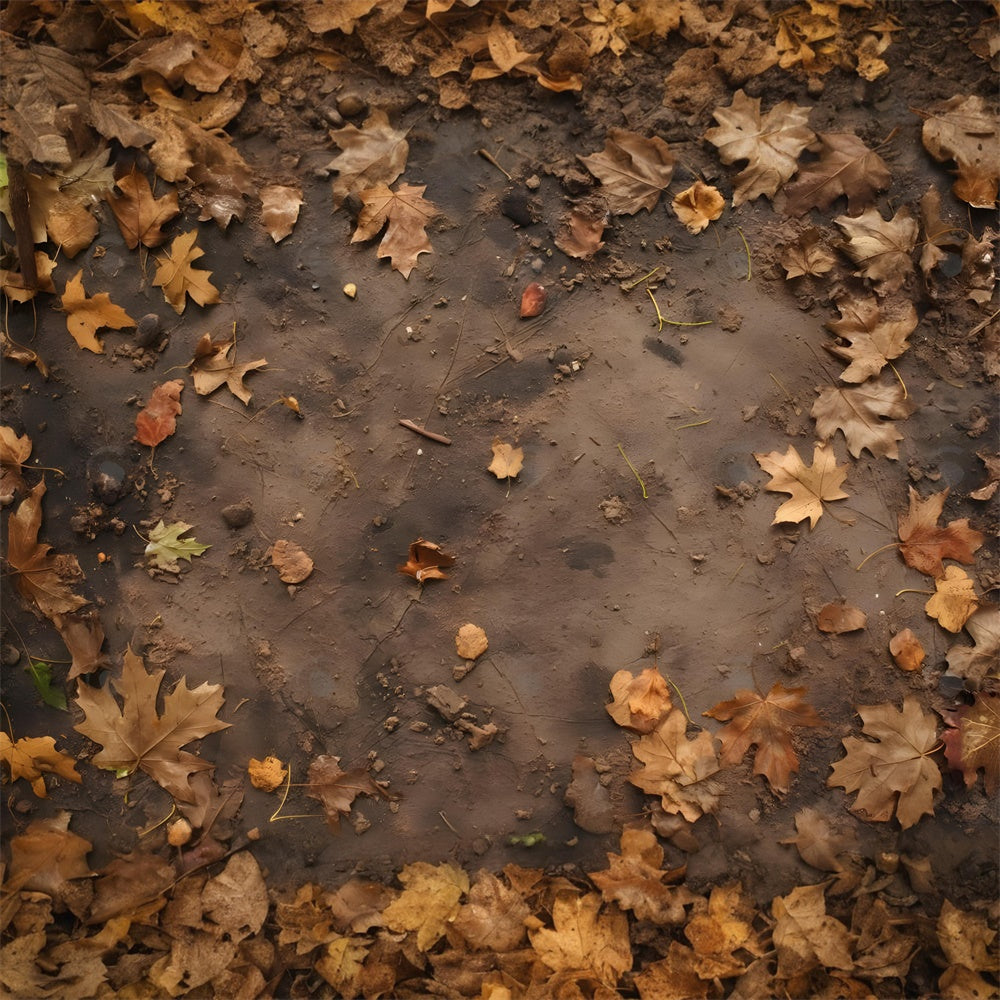 Toile de fond de Sol avec Feuilles d'Automne sur Terre Sombre RR7-524 main image 0