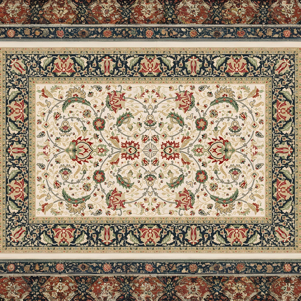 Toile de Fond Sol avec Tapis au Motif Floral Intriqué RR8-297