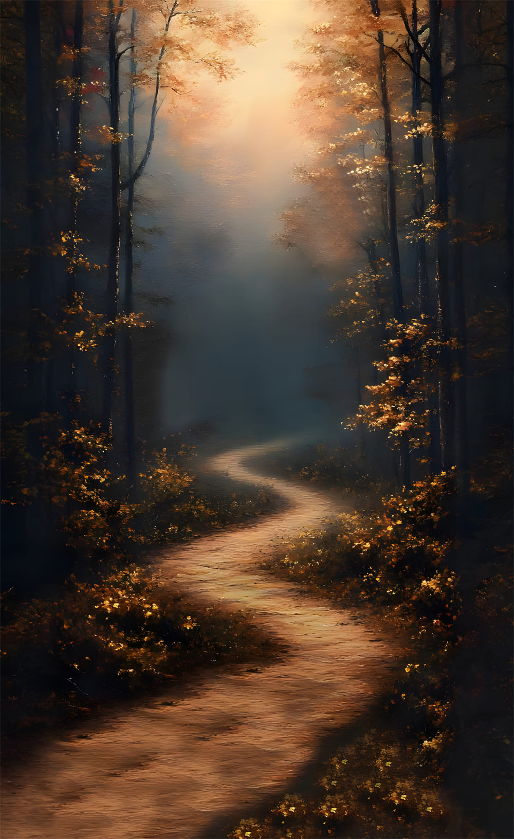 Toile de Fond Chemin Automnal avec Arbres d'Érable RR8-335