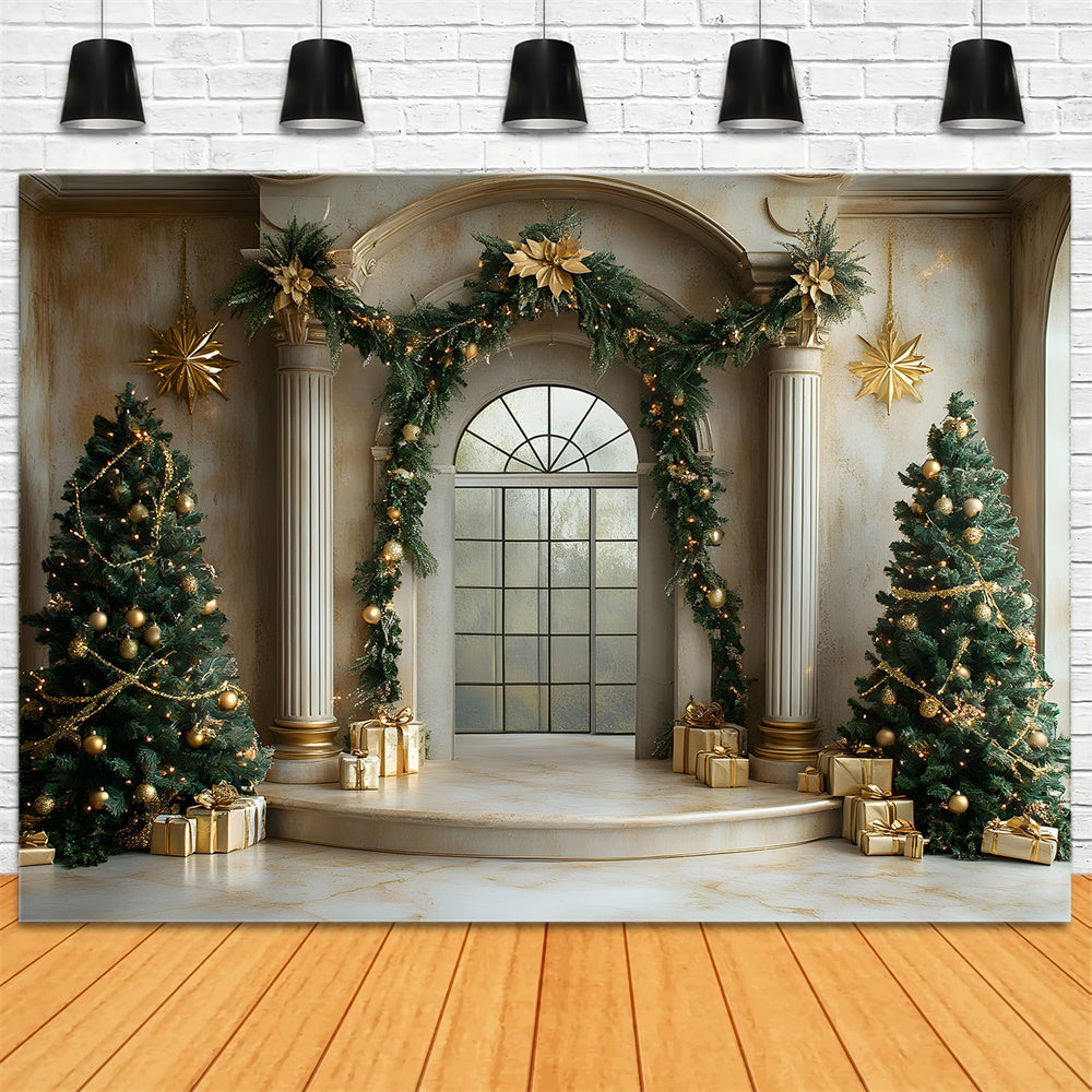 Toile de Fond Porte Décorée avec Guirlande de Noël RR8-338